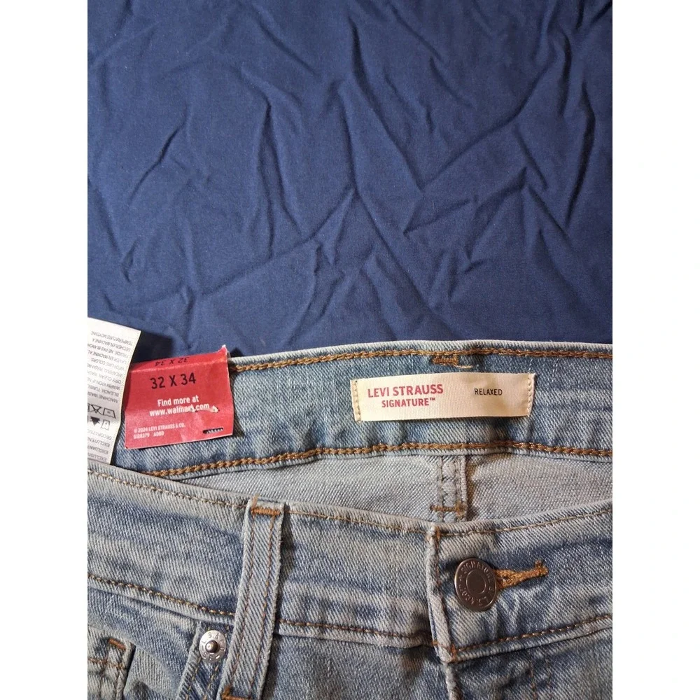 Levi Strauss Signature Mens Relaxed Fit Light Wash‎ Denim Jeans 32x34 New